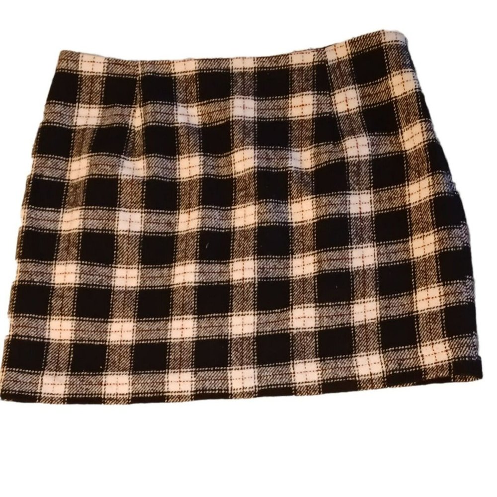 Forever 21 Plaid Mini Skirt Side Zip Fully Lined Wmn's Size L Work Teen School